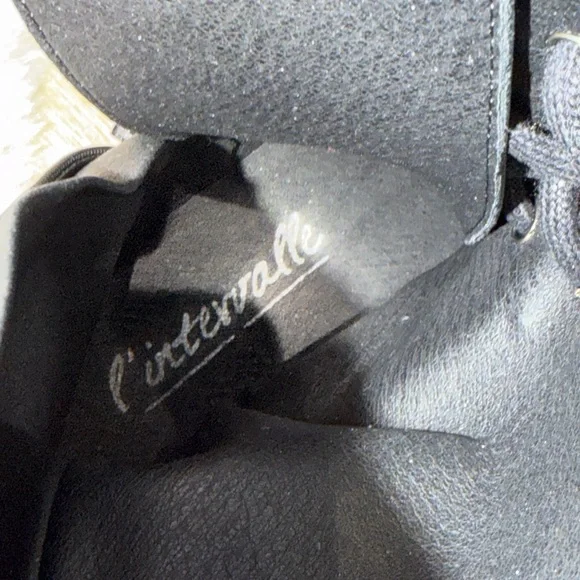 L'INTERVALLE Leather Black Lace-Up Platform Combat Boots - size 37 - Picture 6 of 6